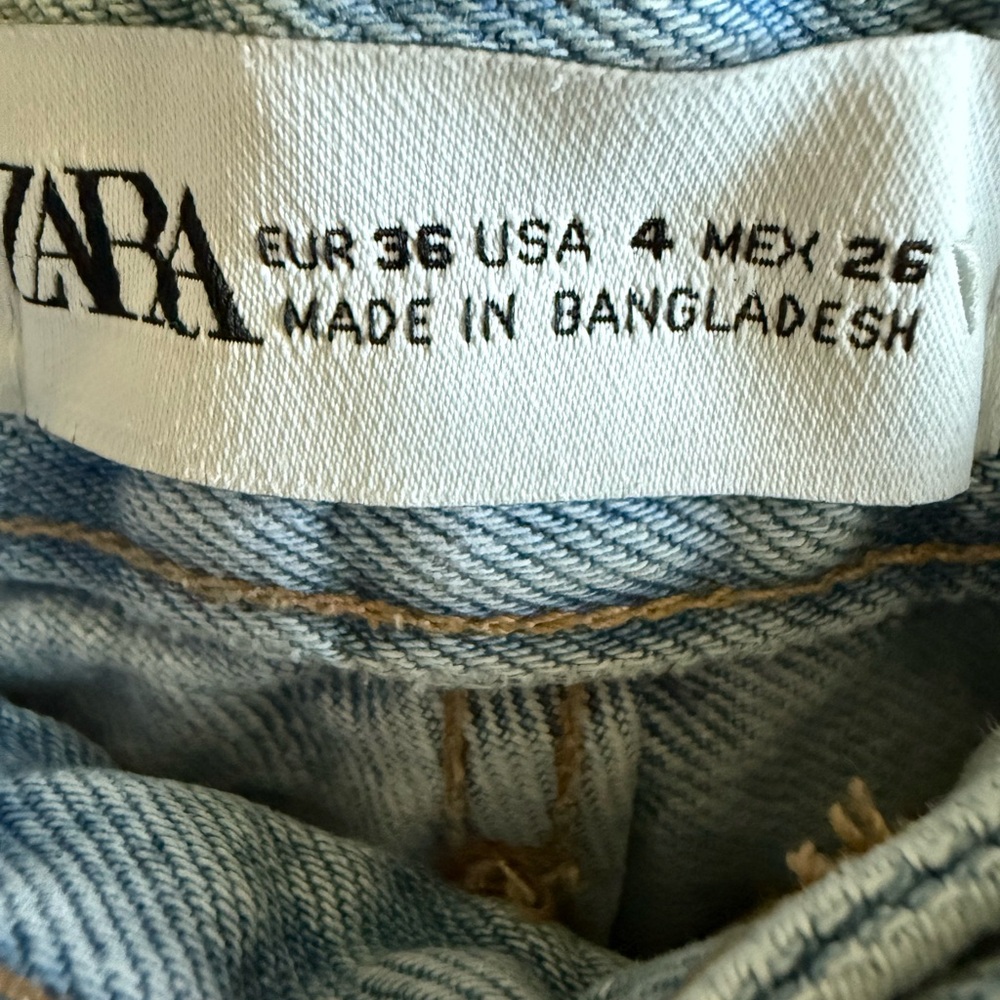 Zara distressed Straight Jeans Wide leg size 4 - Picture 6 of 10